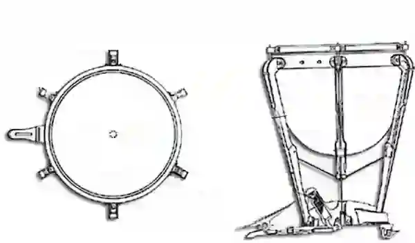 Front and side view of a timpani