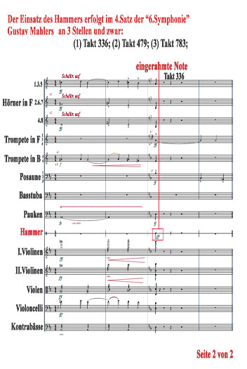 Partiturauschnitt von Gustav Mahler's „6.Sinfonie“ Takte 330-333