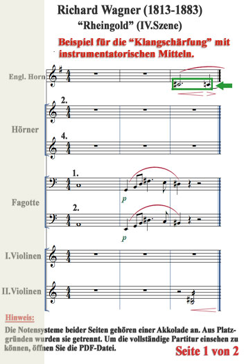 Partiturauschnitt von Richard Wagner's „Das Rheingold“ VI.Szene Part 2