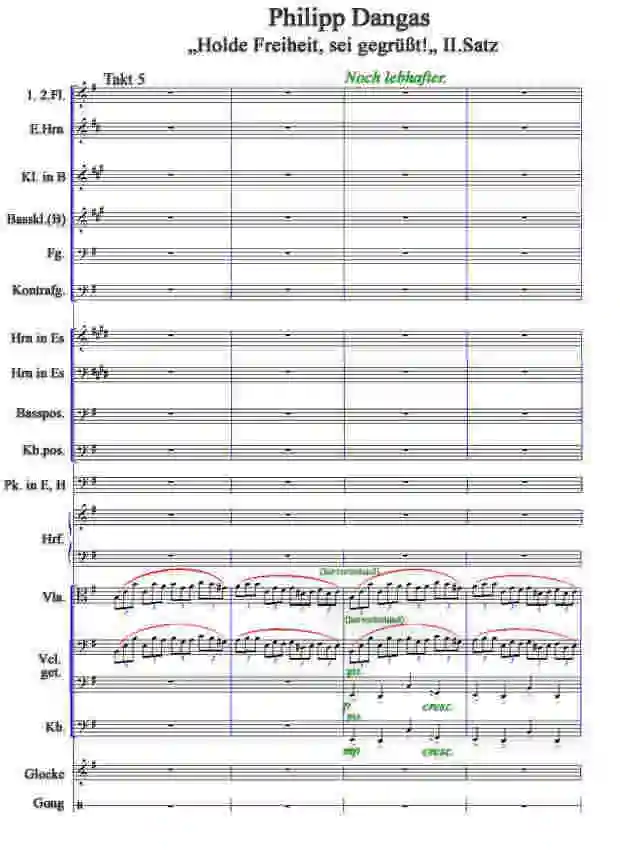 Notenbild „Holde Freiheit, sei gegrüßt!“ von Philipp Dangas Takt 5-8