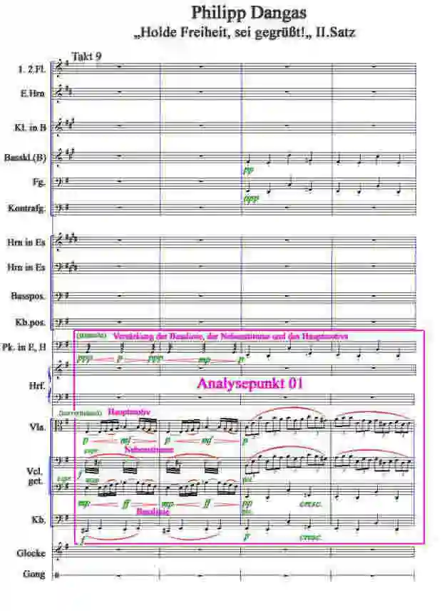 Notenbild „Holde Freiheit, sei gegrüßt!“ von Philipp Dangas Takt 9-12