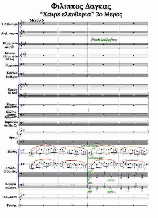 Παρτιτούρα 'Χαιρε ελευθερια' τού Φίλιππου Δάγκα Μέτρα 5-8