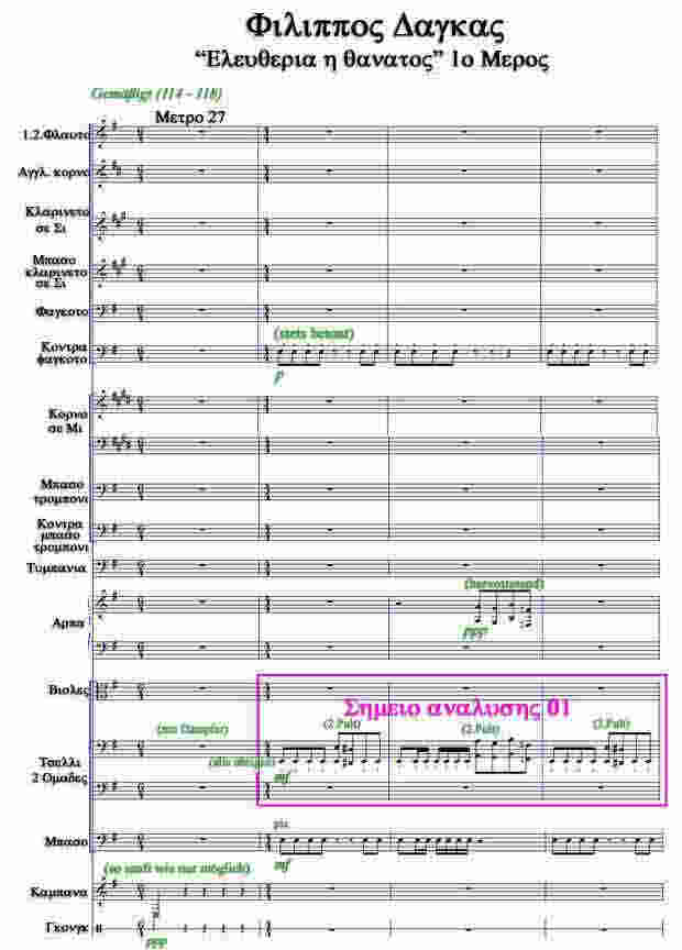 Παρτιτούρα „Ελευθεριά ή θάνατος“ τού Φίλιππου Δάγκα Μέτρα 27-30