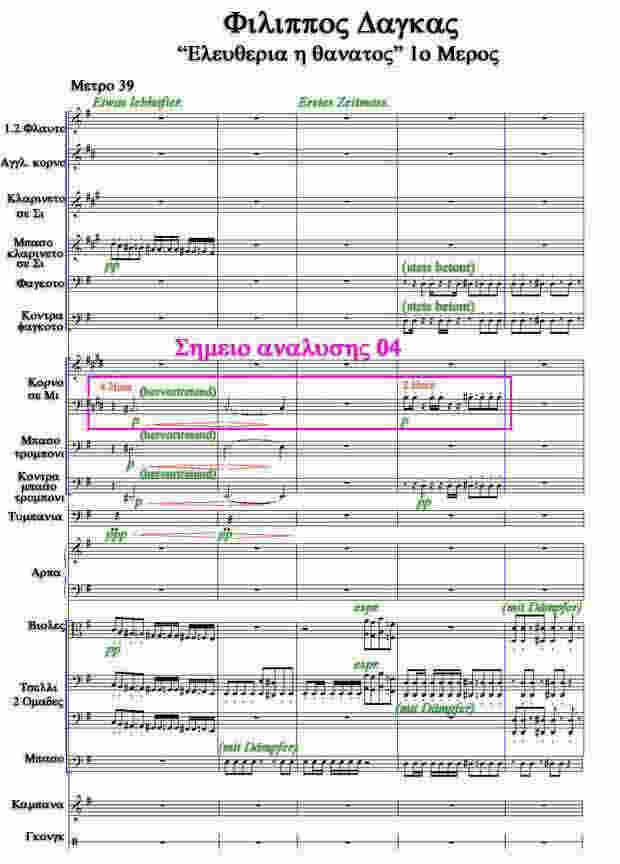 Παρτιτούρα „Ελευθεριά ή θάνατος“ τού Φίλιππου Δάγκα Μέτρα 39-43